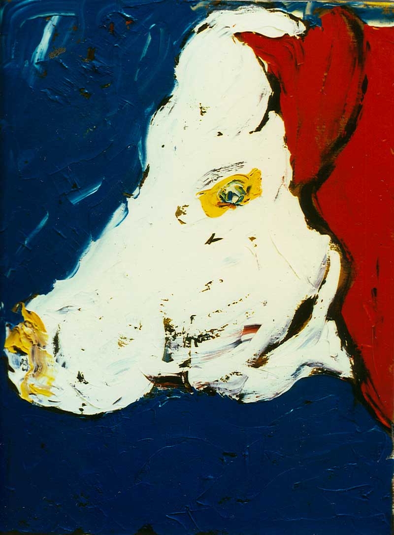 Hollandse koe - 45 x 60 cm - olieverf op doek - 1993 - collectie Rob Voorhuis