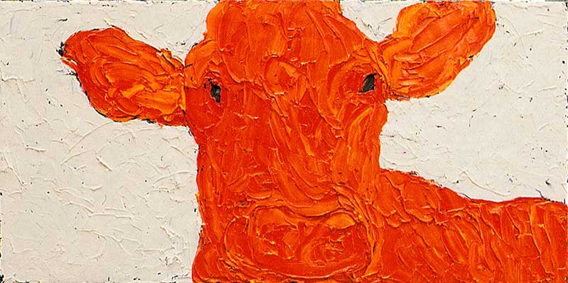 Oranje koe - 90 x 45 cm - olieverf op doek - 1993 - collectie Jose van Diesveld