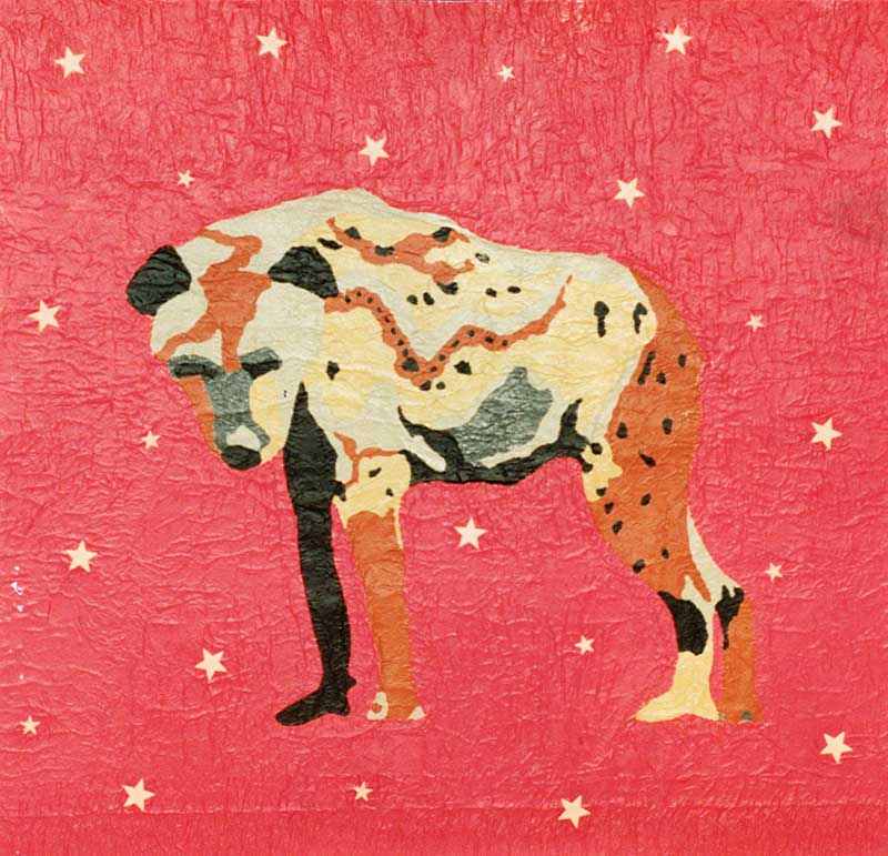 Hyenapuppie - 105 x 110 cm - acryl en glooming stars op papier - 2000
