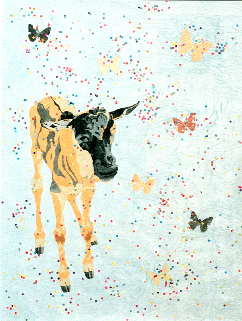 Eéndagsvlinder - 93 x 124 cm - acryl en confetti op papier - 2000