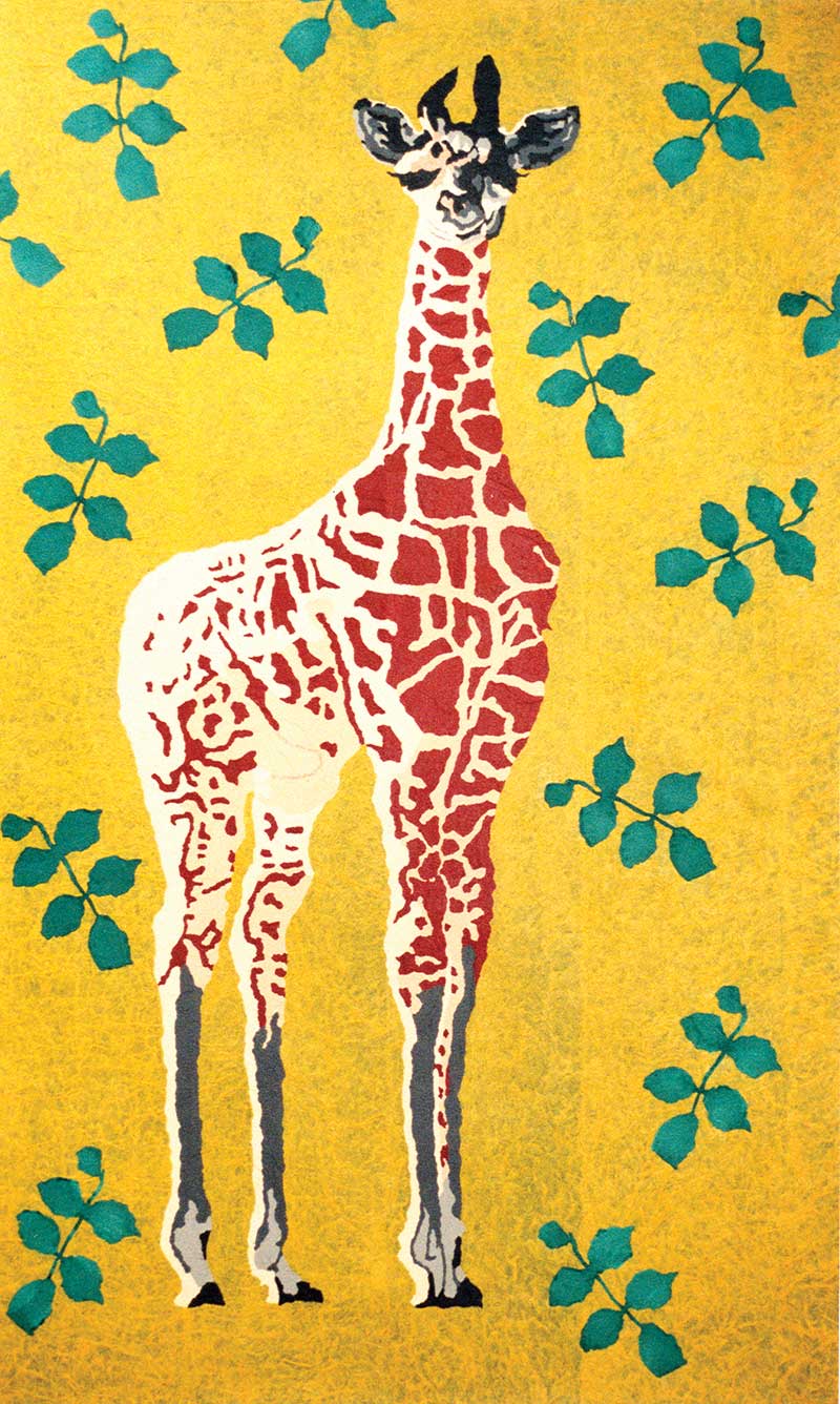 Giraffe-baby - 105 x 170 cm - acryl op papier - 2000
