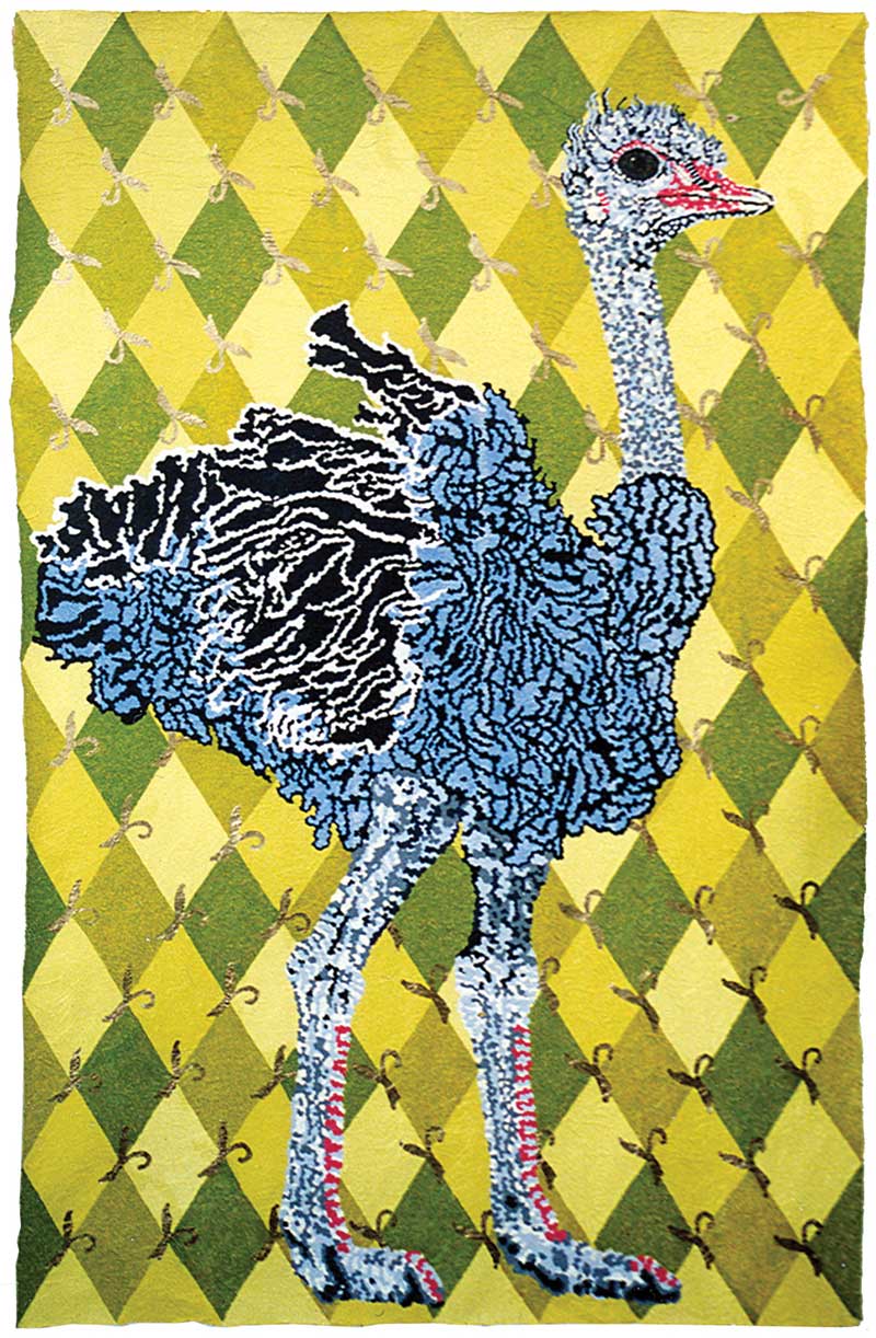 Struisvogel 150 x 225 cm acryl op papier 2004/2005